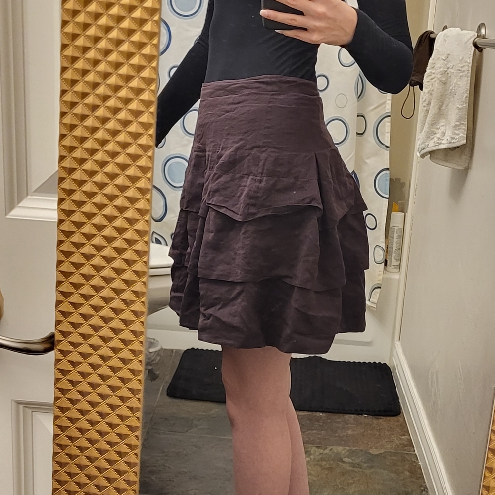 Fluffy deep purple tiered short skirt